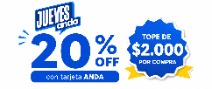 Descuento Descuento del 20% con tarjetas de crédito ANDA